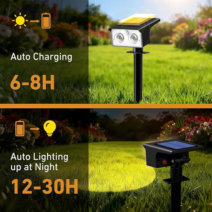 btfarm Solar Spot Lights Outdoor Waterproof, 8 Pack/3 Modes Motion Sensor Lig...