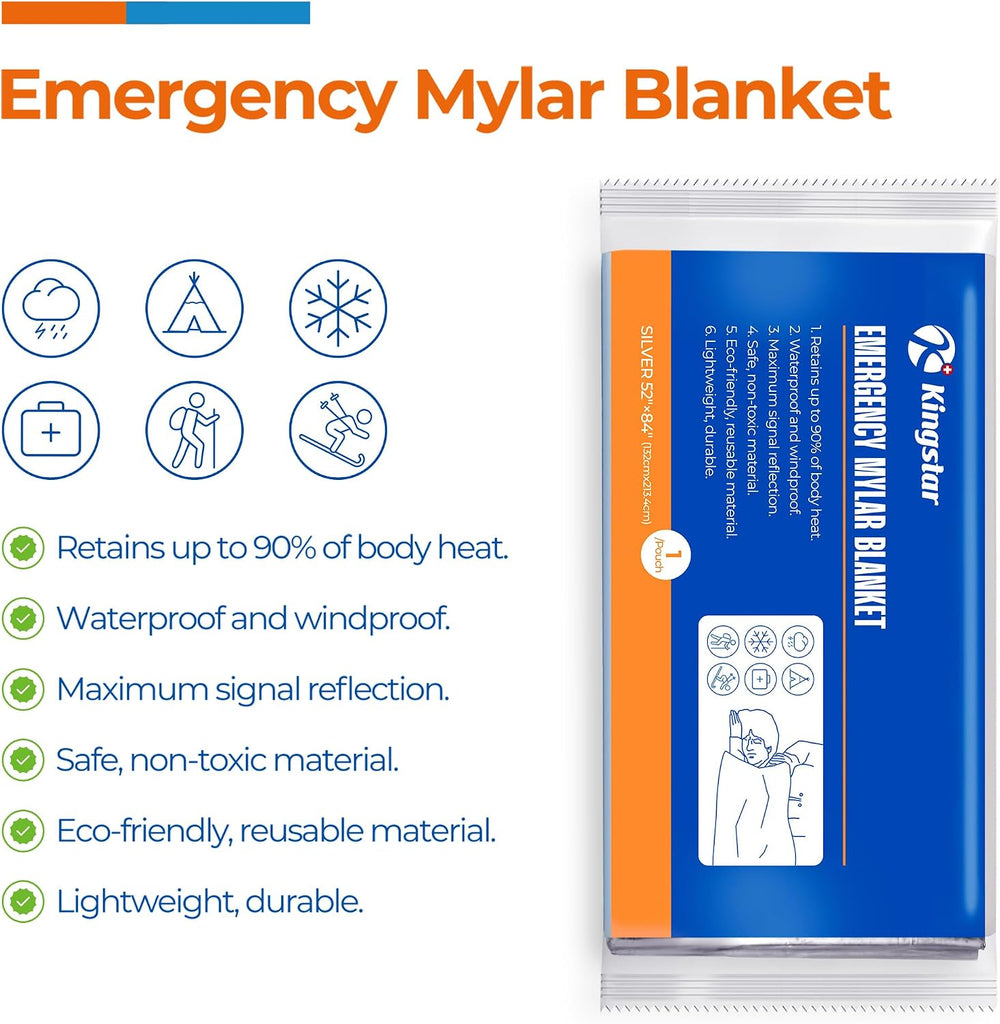 K Kingstar Emergency Blankets 120 Packs, 84" L x 52" W, Survival Ge...