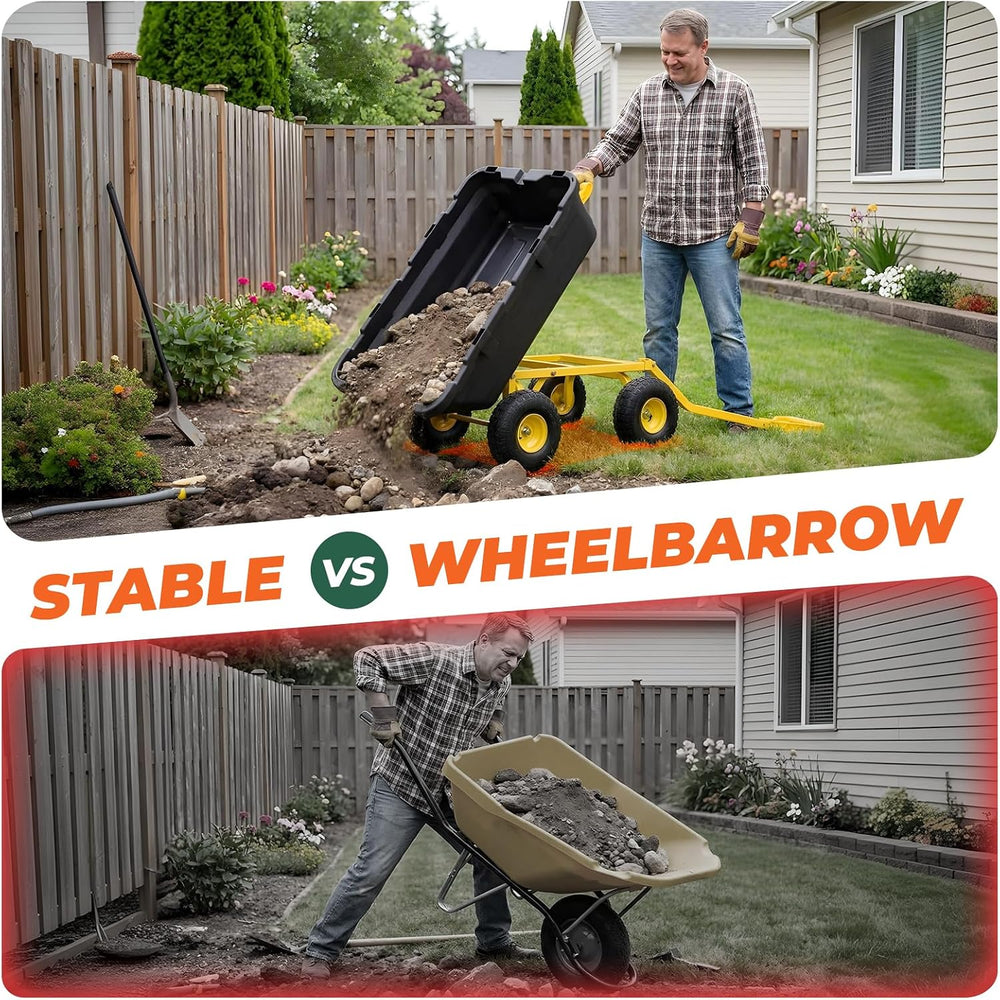 Sekey Garden Dump Cart, 1000 lb Capacity, Quick-Release Bed