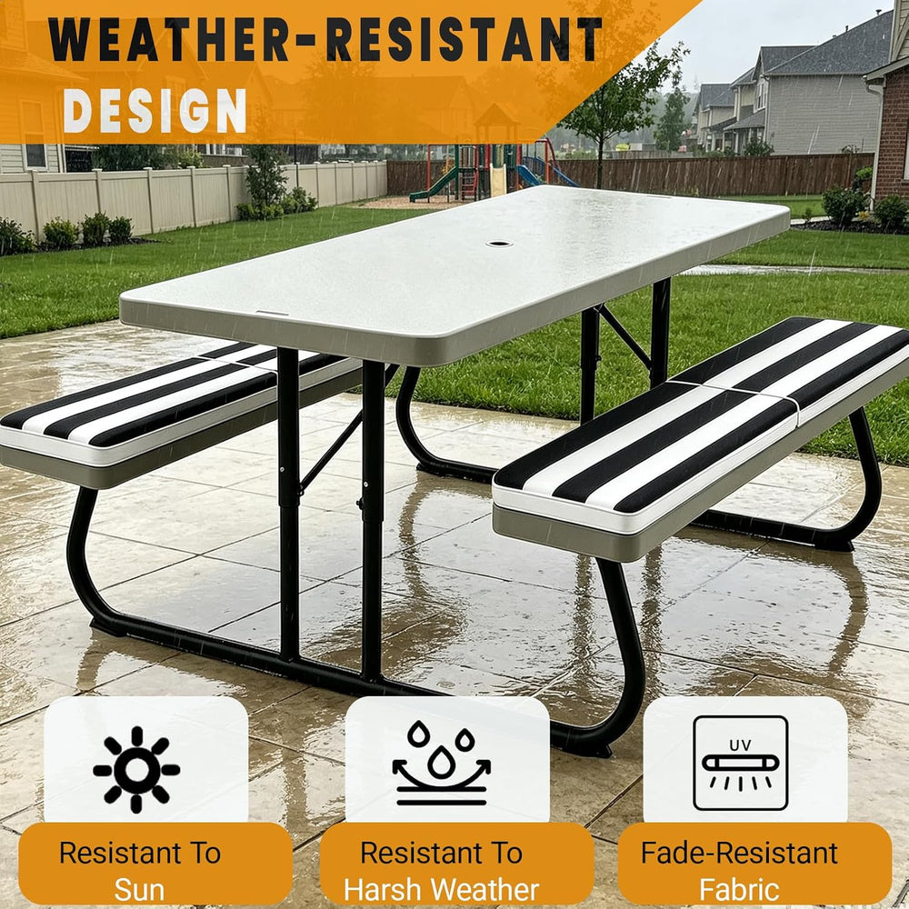 2 Pack (72×12×2Inch) Picnic Table Bench Cushions, Outdoor Furniture Cushions ...