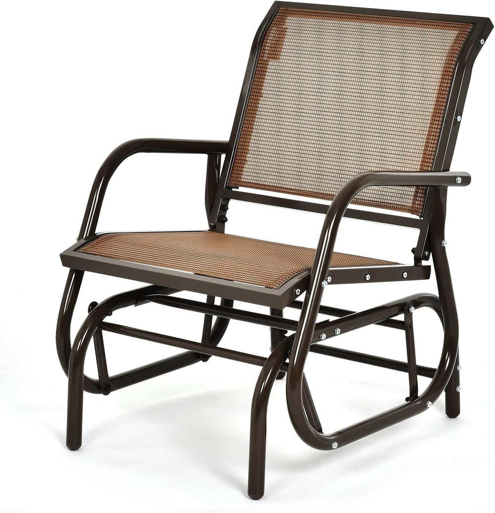 DORTALA Swing Glider Chair, Outdoor Rocking Chair w/Study Metal Frame, Comfor...