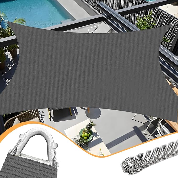 Upgraded with High-Strength Steel Cable Edges 20' x 26' Sun Shade Sai...