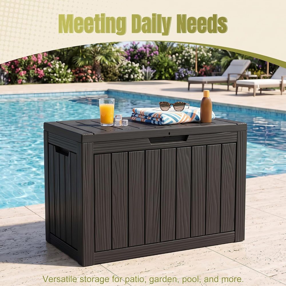 45 Gallon Outdoor Storage Box, Resin Deck Box, Patio Storage Bin, Lockable