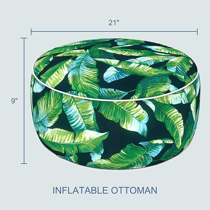 LVTXIII Indoor/Outdoor Inflatable Ottoman with Handle D21 x H9 Inch, Weather-...