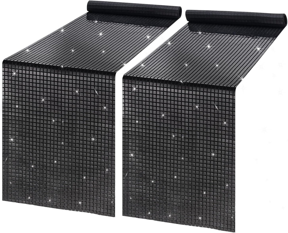 Disco Party Table Runners 6 Packs 12 x 72 Inches - Black Sequin Table Runners...