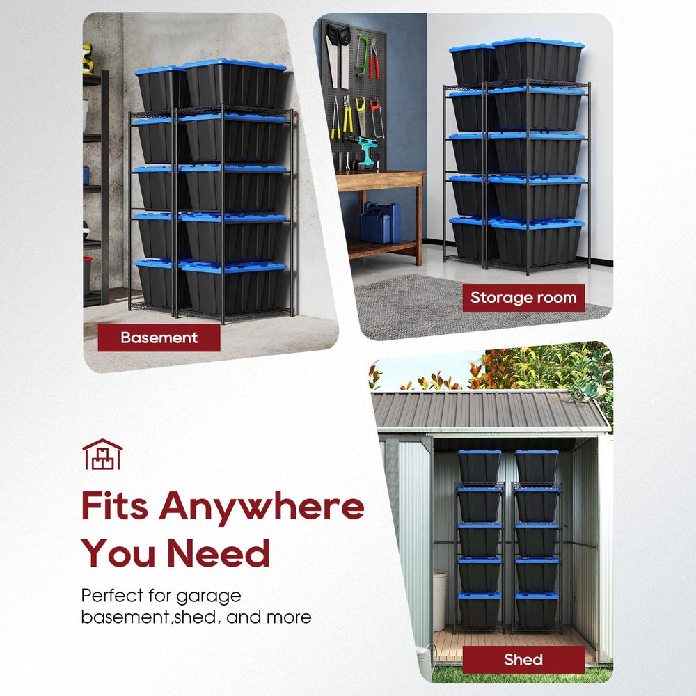 BestOffice 5-Tier Tote Storage Rack 27 Gallon Wire Storage Shelving Unit
