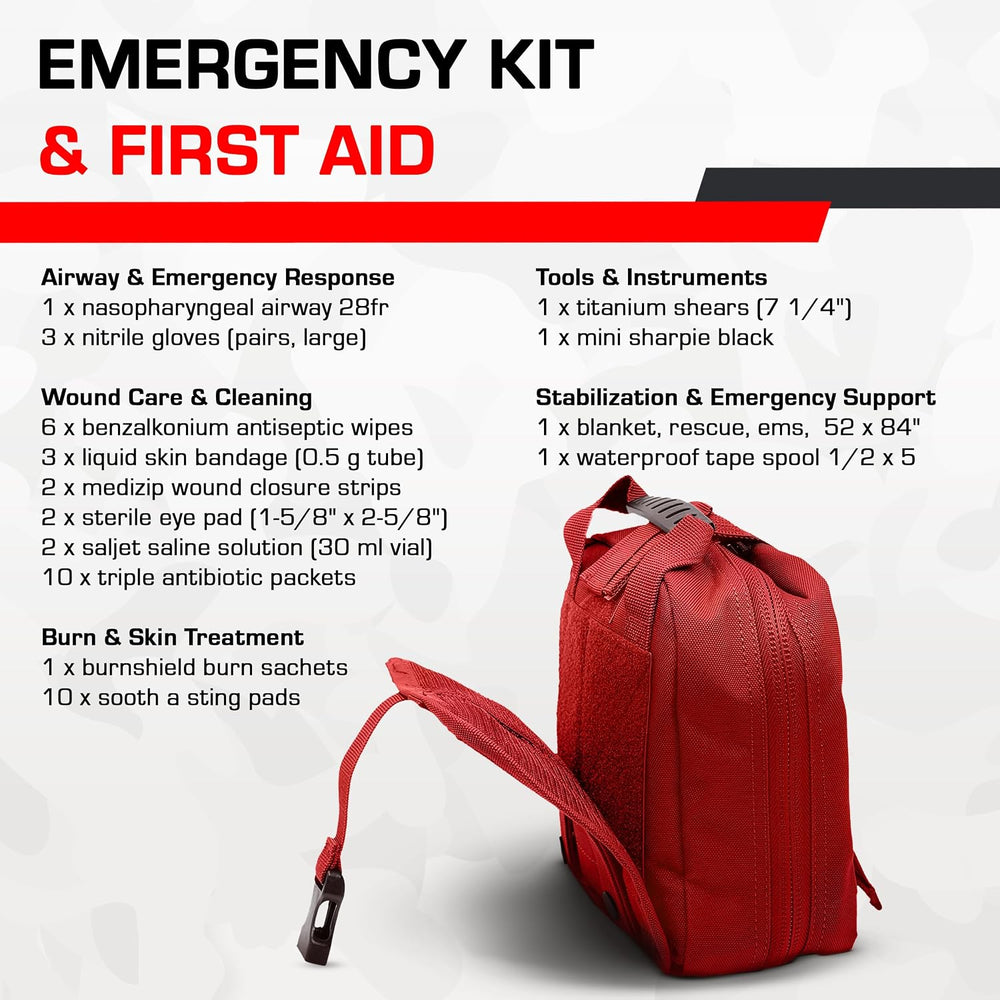 MediTac IFAK Trauma Kit with C-A-T Tourniquet, Chest Seal, Hemostatic Gauze, ...