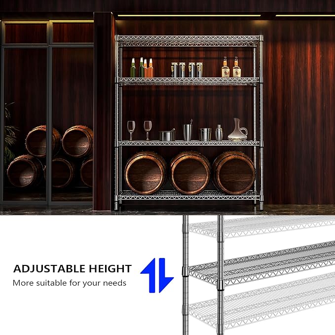 2800 LBS 59" W 4 Tier Storage Shelves Rack Metal Wire Shelving Unit, Sto...