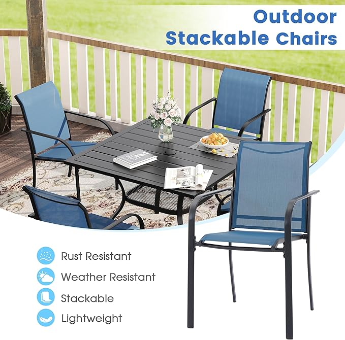 VICLLAX 5 Pieces Patio Dining Set, Outdoor Furniture Set Includes 41.2" ...