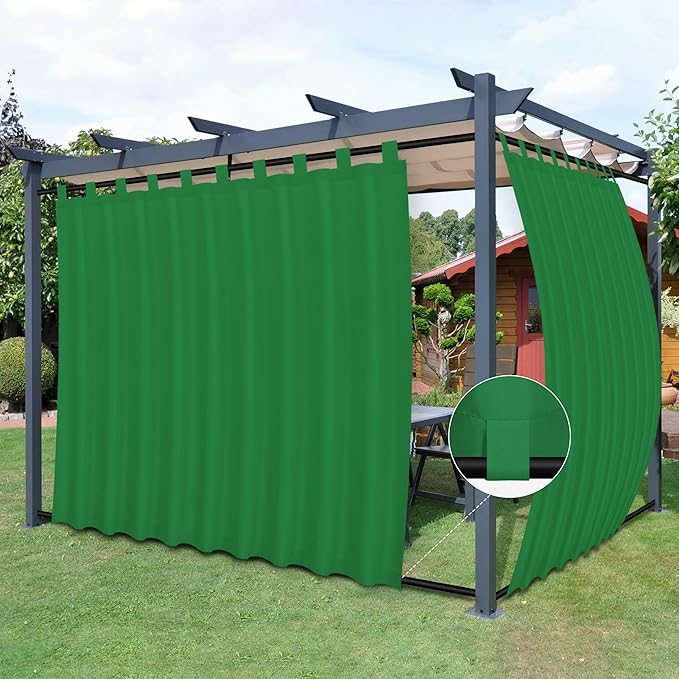 Easy-Going Outdoor Patio Curtains Detachable Tab Top Windproof Weatherproof C...