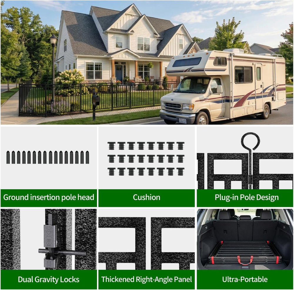Decorative Garden Fence Metal Dog Fence Outdoor, 40in (H) x 18ft (L), 7 Panel...