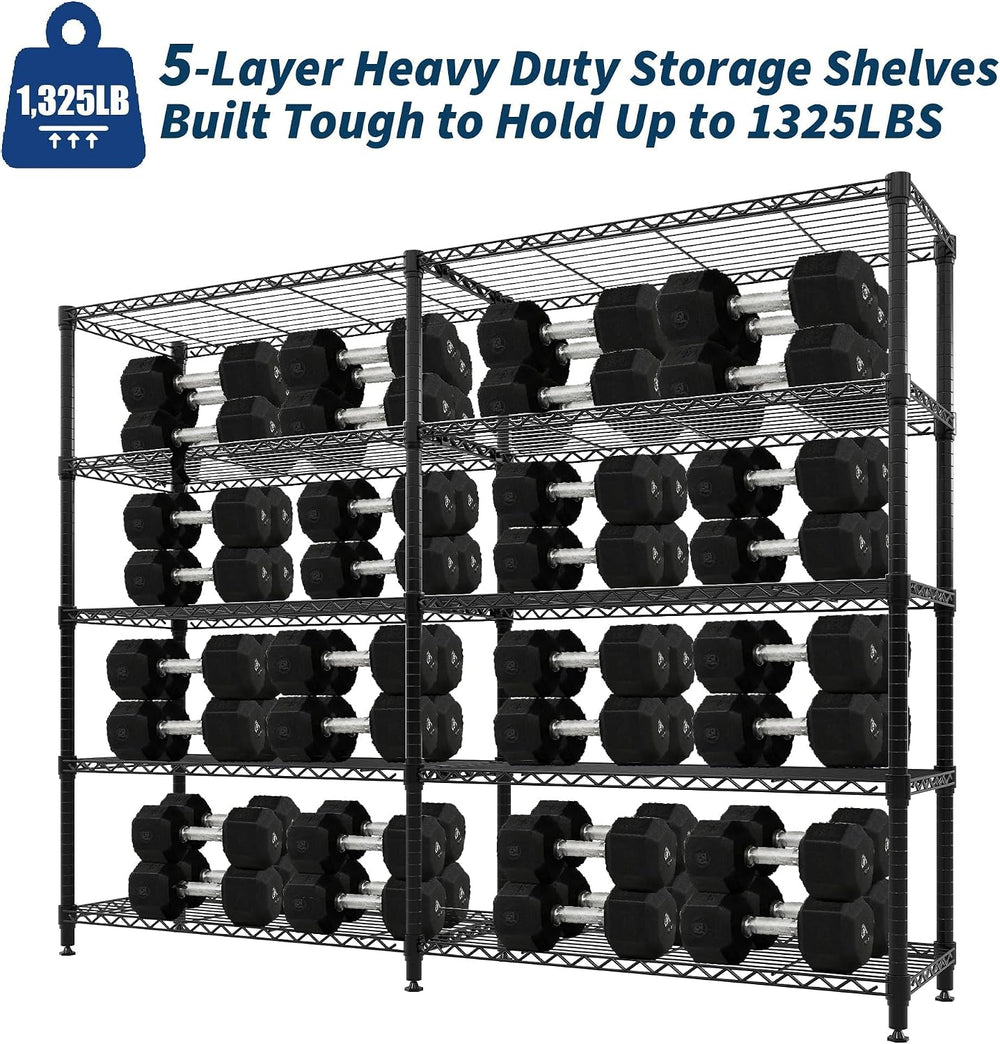 Garvee Metal Shelving 5 Tier, Wire Shelves for Garage, 1325LBS,59"Wx70.5...