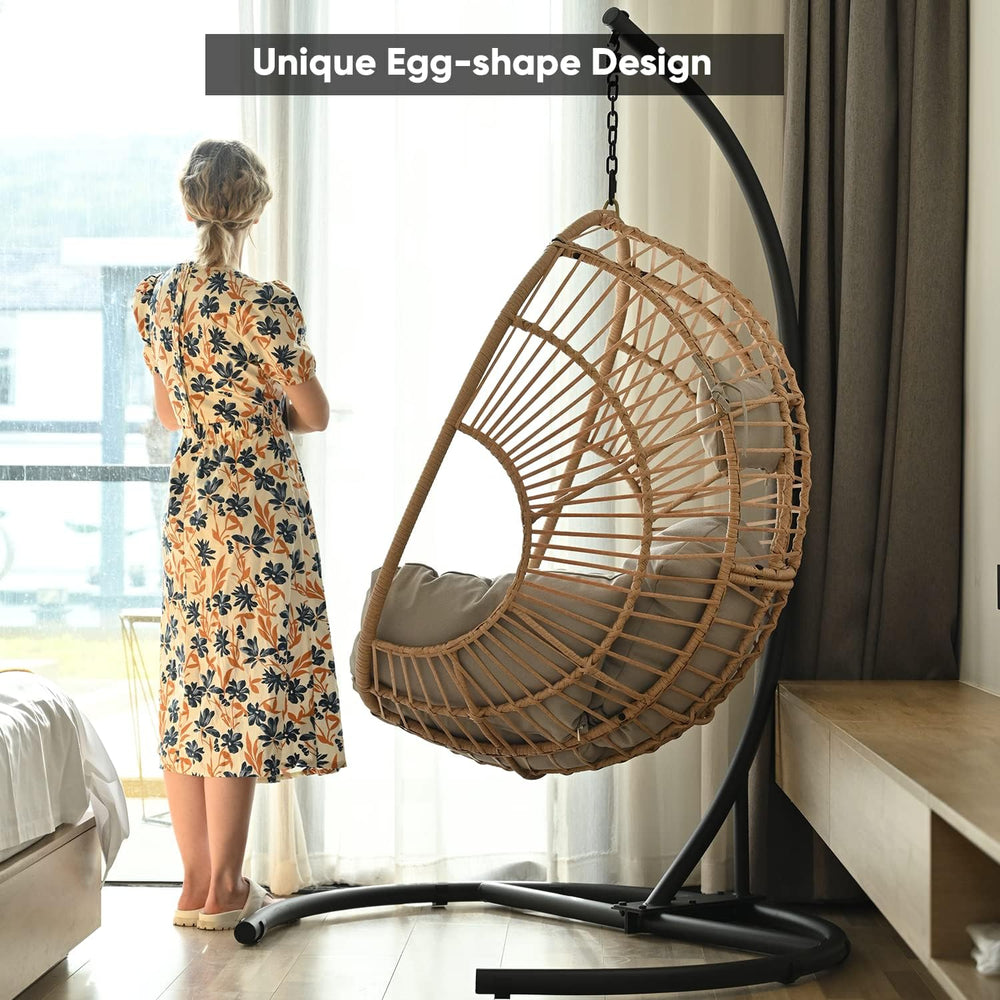 JOYBASE Hanging Egg Chair with Stand, Patio Swing Chair with Stand and Cushio...