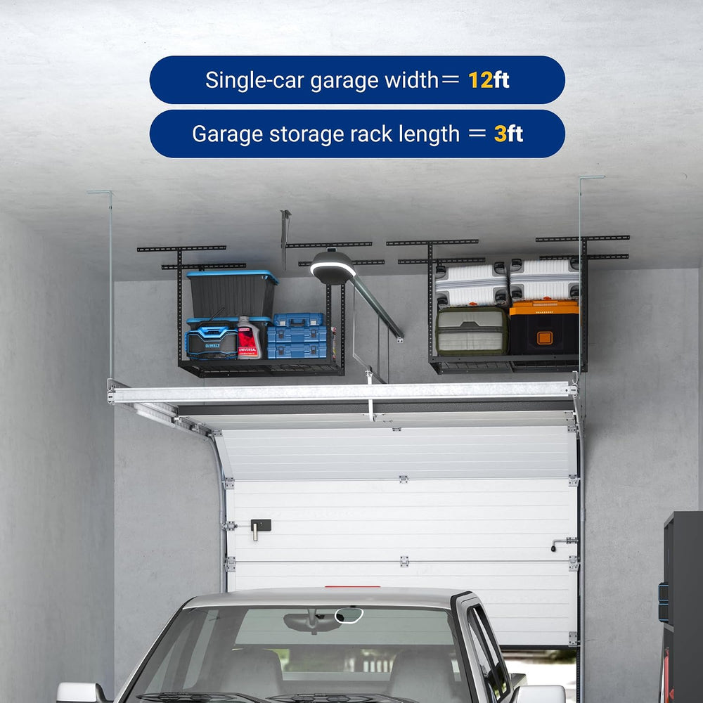 FLEXIMOUNTS 2x3 Overhead Garage Ceiling Storage Rack Organization, Black