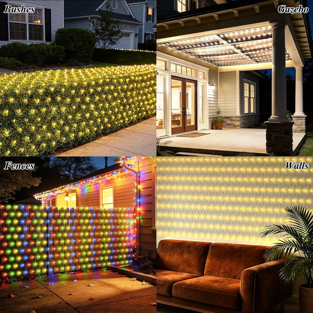 10ft x 10ft Solar Net Lights, 280LED Gazebo Mesh Lights Solar & USB Power...