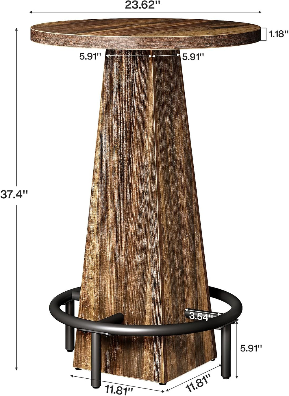 Tribesigns Bistro Pub Table, 37.4" High Round Bar Table for Small Bars, ...