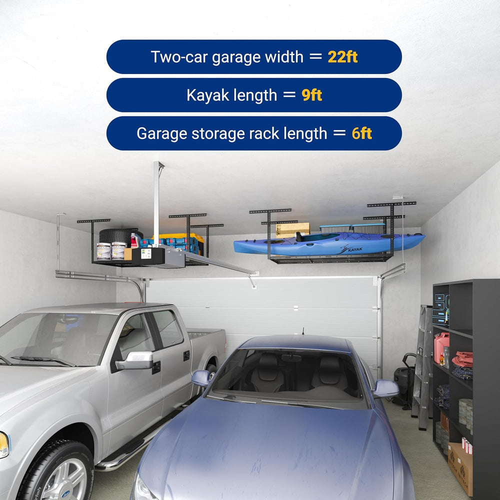 FLEXIMOUNTS 3x6 Overhead Garage Storage Adjustable Ceiling Rack, Black