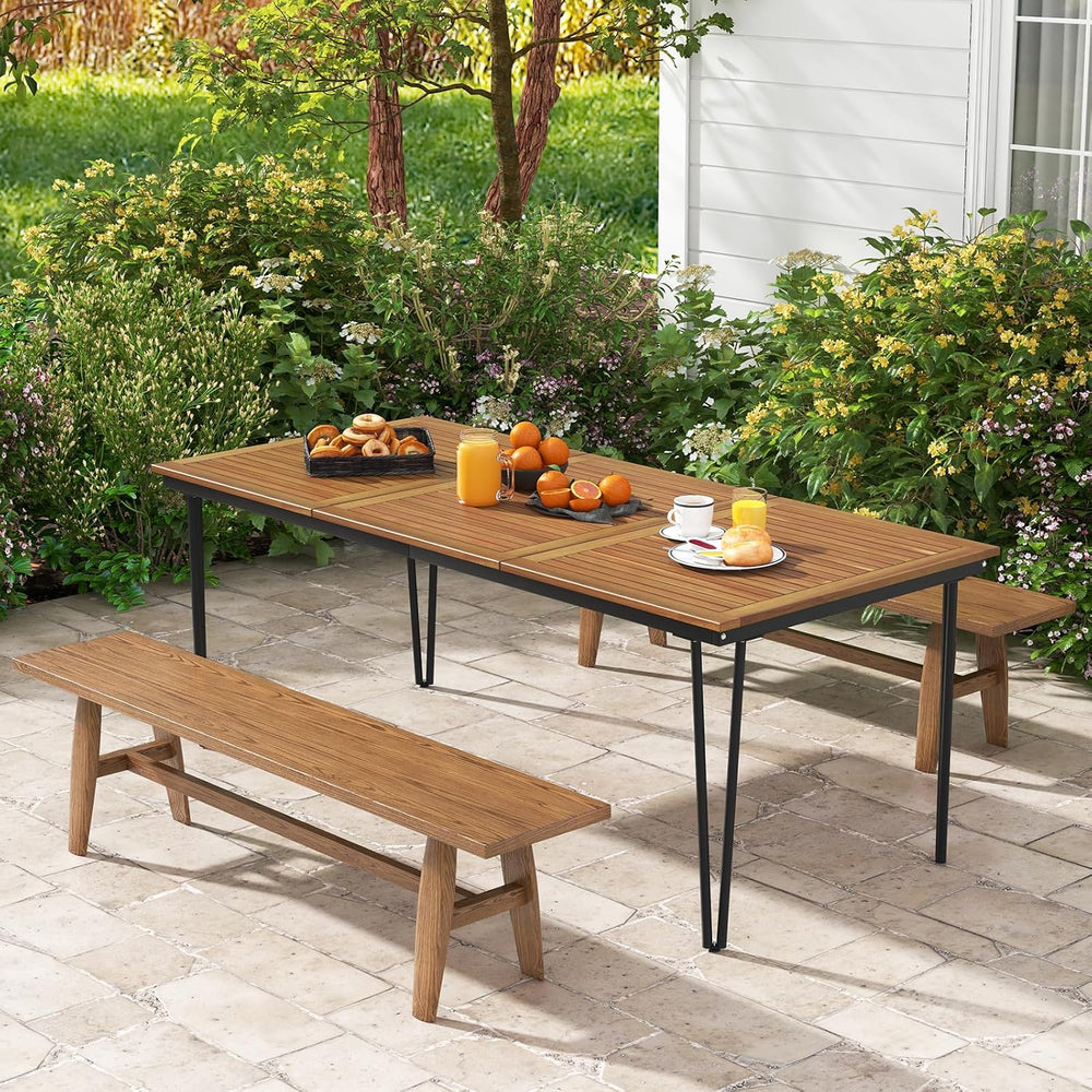 Tangkula 79 Inch Outdoor Dining Table for 8, Acacia Wood 8-Person Patio Table...