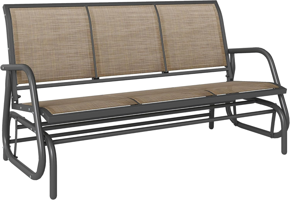 Outsunny 3-Person Patio Glider Bench Outside 3 Seats Light Mixed Brown