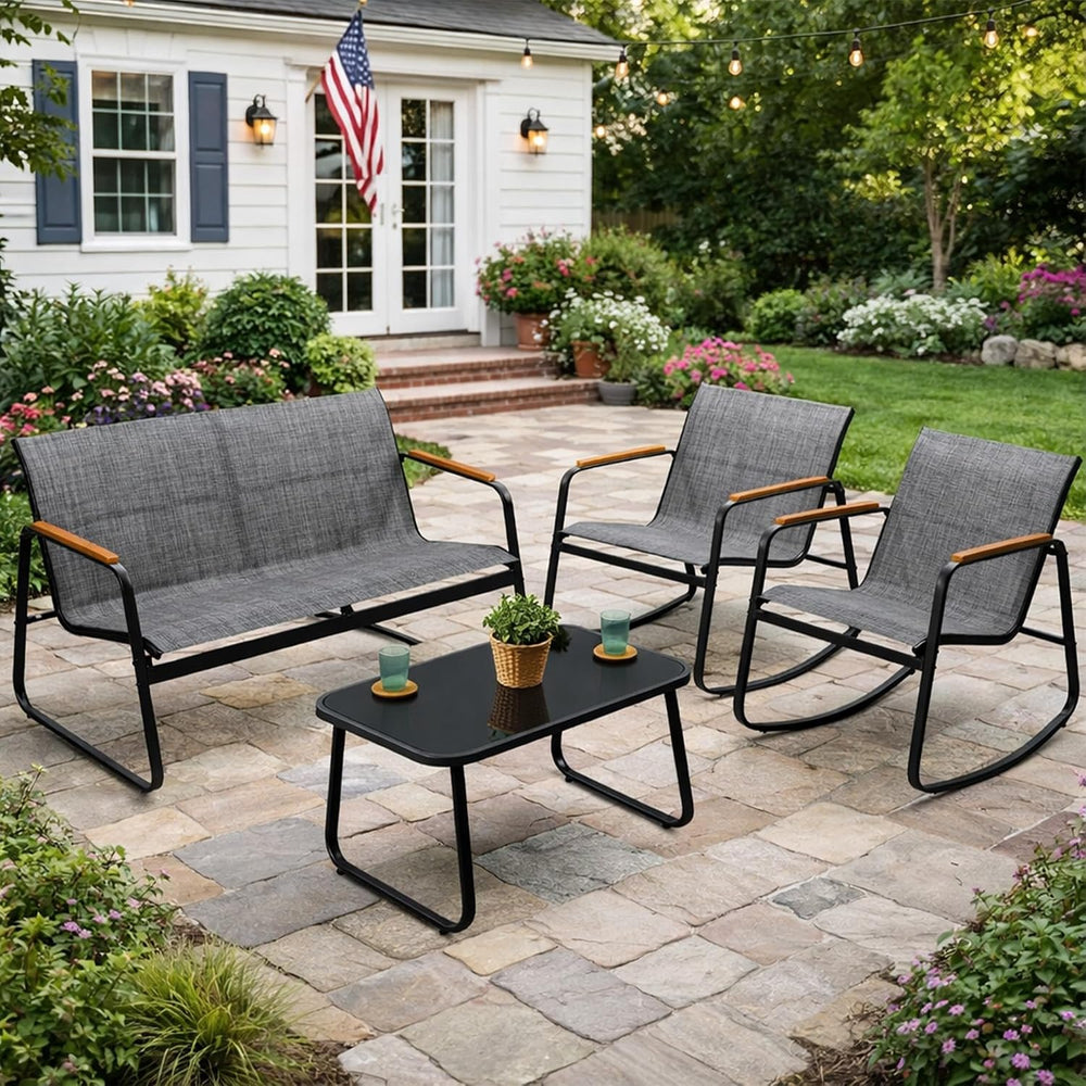 Kozyard 4-Piece Outdoor Patio Furniture Set with Textilene Chairs