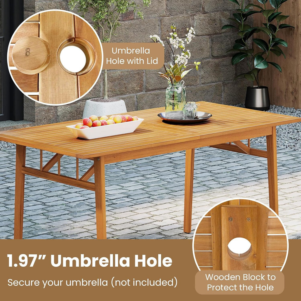 Tangkula 6 Pieces Patio Acacia Wood Dining Set, Outdoor Rectangular Table wit...