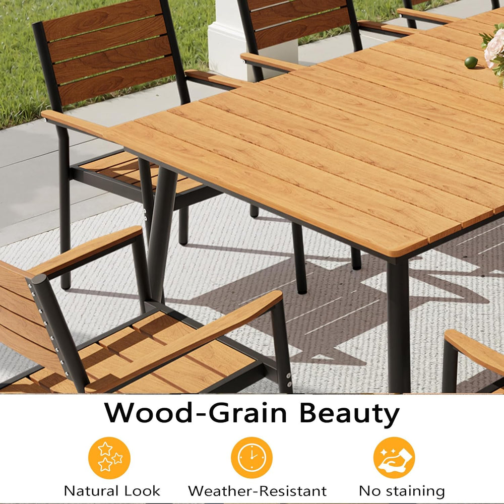 83" Patio Outdoor Dining Table for 8 Person with Wood-Grain Top