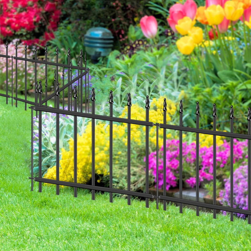 Decorative Metal Garden Fence 18" x 10', Small Fence Border with Stakes