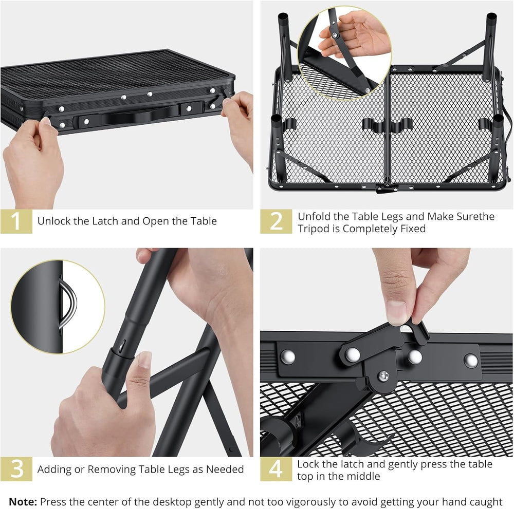 2 ft Folding Grill Table, Aluminum Camping Table 3 Heights Max 27.5"