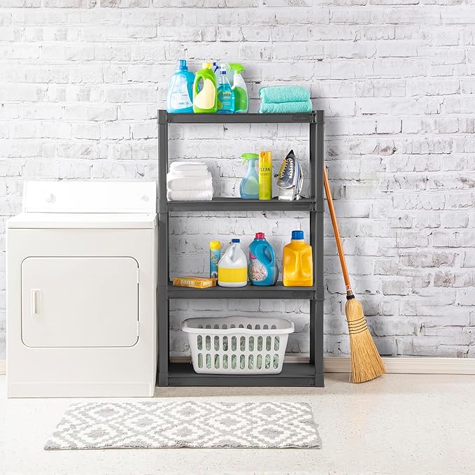 Sterilite 3-Pack 4 Shelf Unit, Heavy-Duty Shelving Storage and Utility Rack -...
