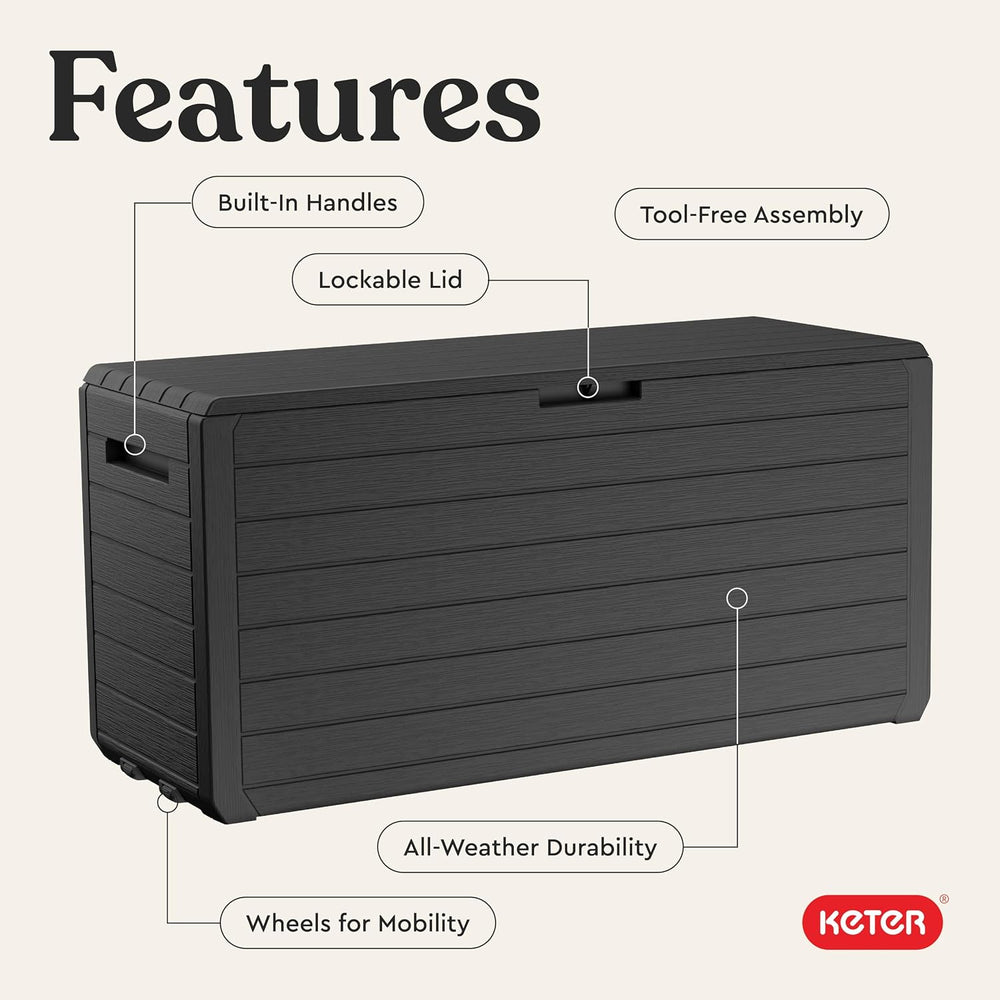 Keter Atlas 70 Gal Outdoor Storage Box for Patio and Pool Accessories