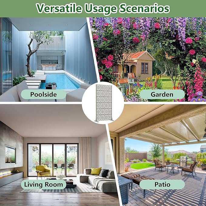 Casaphoria Metal Privacy Screen Outdoor, 72" H x 35" W Freestanding...