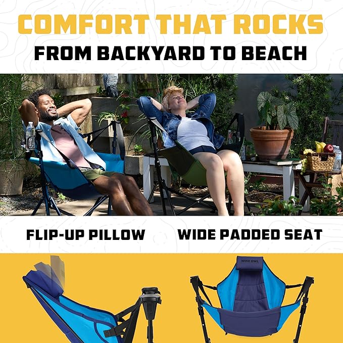 Wise Owl Outfitters Hammock Chair for Adults – Comfortable Portable Folding R...