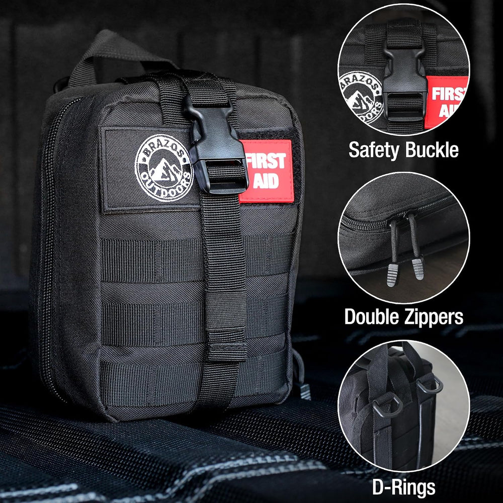 The Brazos First Aid Survival Kit, 250 Pieces, Hiking & Camping Essential...
