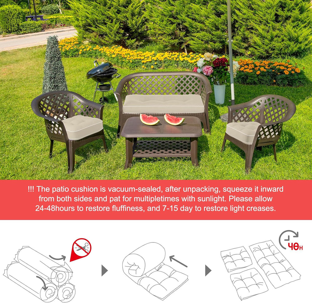 Wenqik 44 x 19 x 4 Inch Outdoor Bench Cushion Set of 3 Waterproof Tufted 1 Pa...