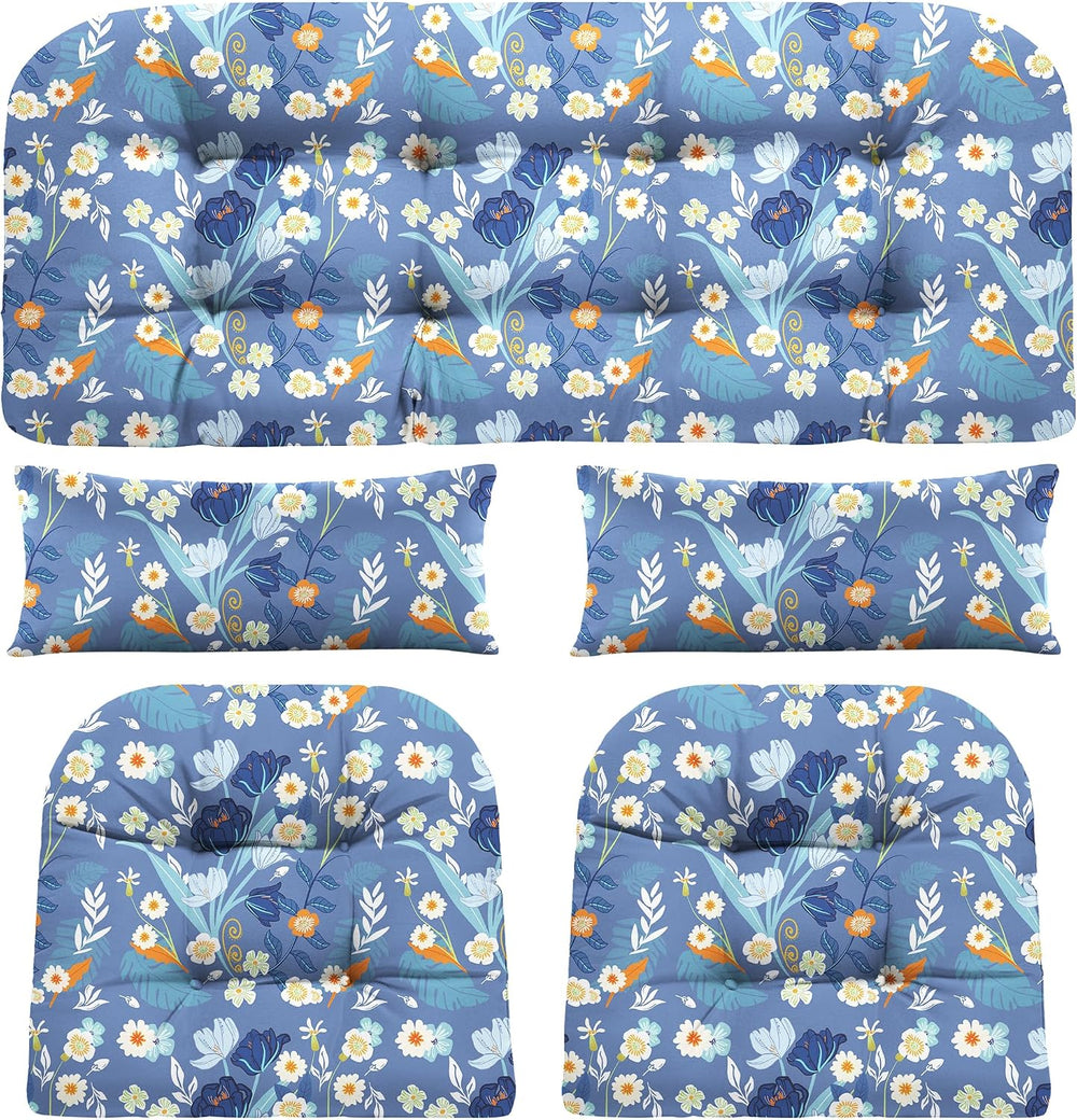 Wicker Chair Cushions of 5 Pieces, Waterproof Outdoor Loveseat Cushion for Wi...