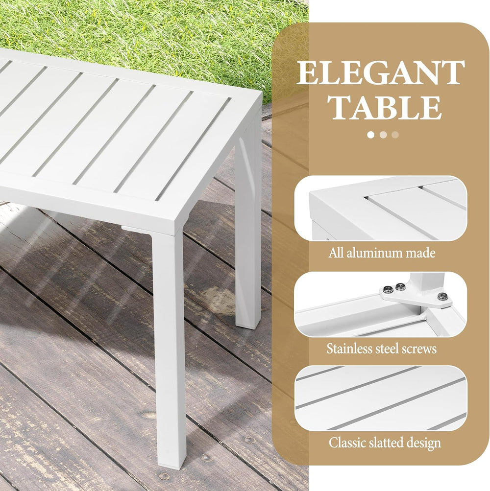 Crestlive Products Outdoor Side Table Set of 2, Aluminum Rectangular Side/End...