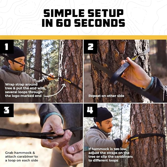 Wise Owl Outfitters Camping Hammock – 500lbs Portable Hammock with Tree Strap...