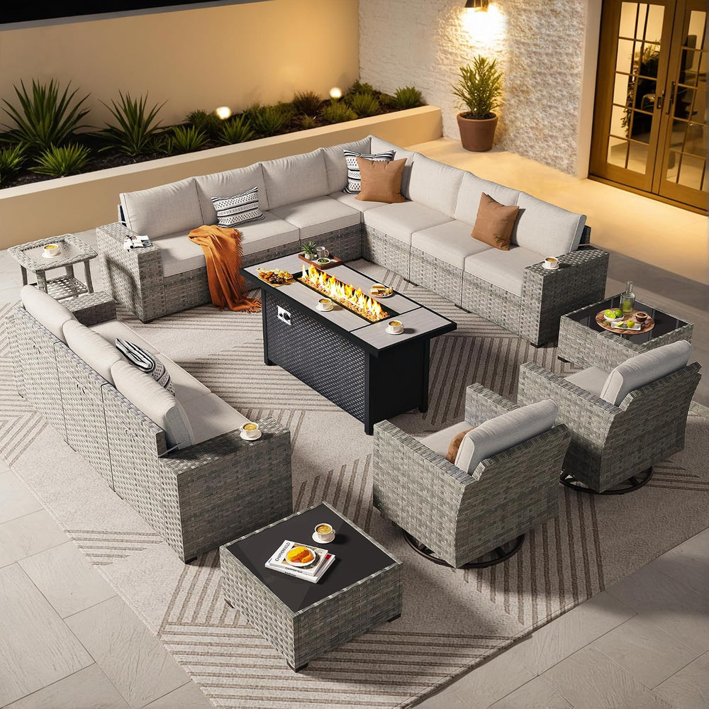 ovios 16 Pieces Patio Furniture Set, Outdoor Wicker Sectional Sofa Couch with...