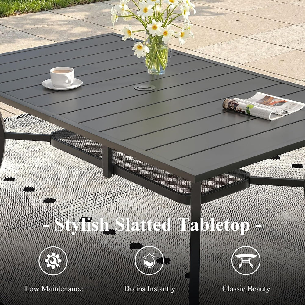 7 Pieces Outdoor Dining Set, Stackable Textilene Patio Chairs & 59.2"...