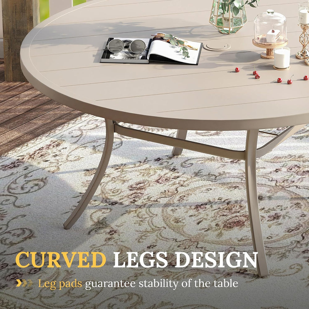 VICLLAX Patio Dining Set for 8, 60" Round Table & Swivel Chairs