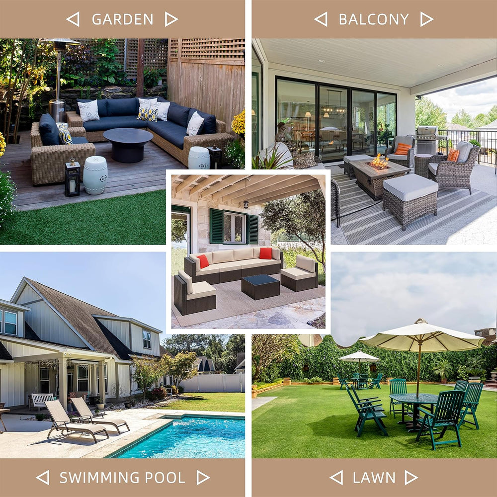Shintenchi 7 Pieces Patio Furniture Sets Outdoor Rattan Sectional Sofa