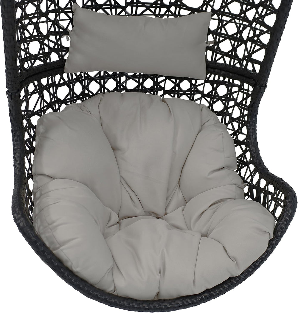 Sunnydaze Cordelia Egg Chair with Cushions -Resin Wicker Hanging Chair with 2...