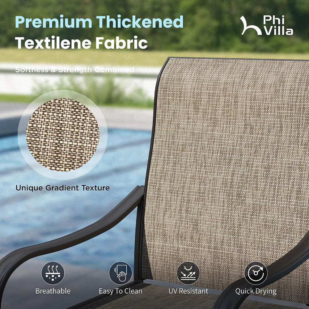 PHI VILLA Outdoor Dining Set for 8, Swivel Mesh Chairs & Square Table,Brown