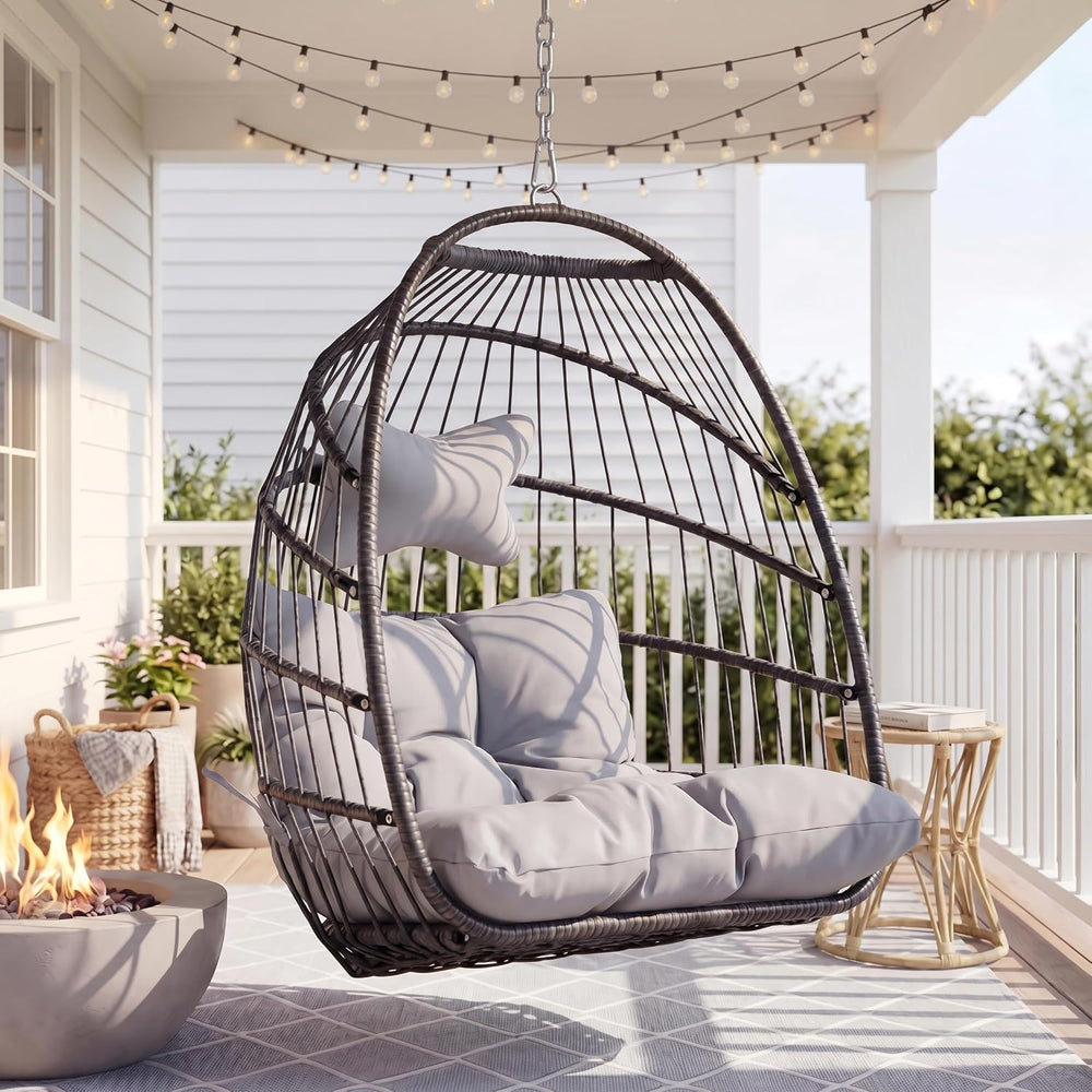 BULEXYARD Hanging Egg Chair Without Stand, Foldable Wicker Swing Chair
