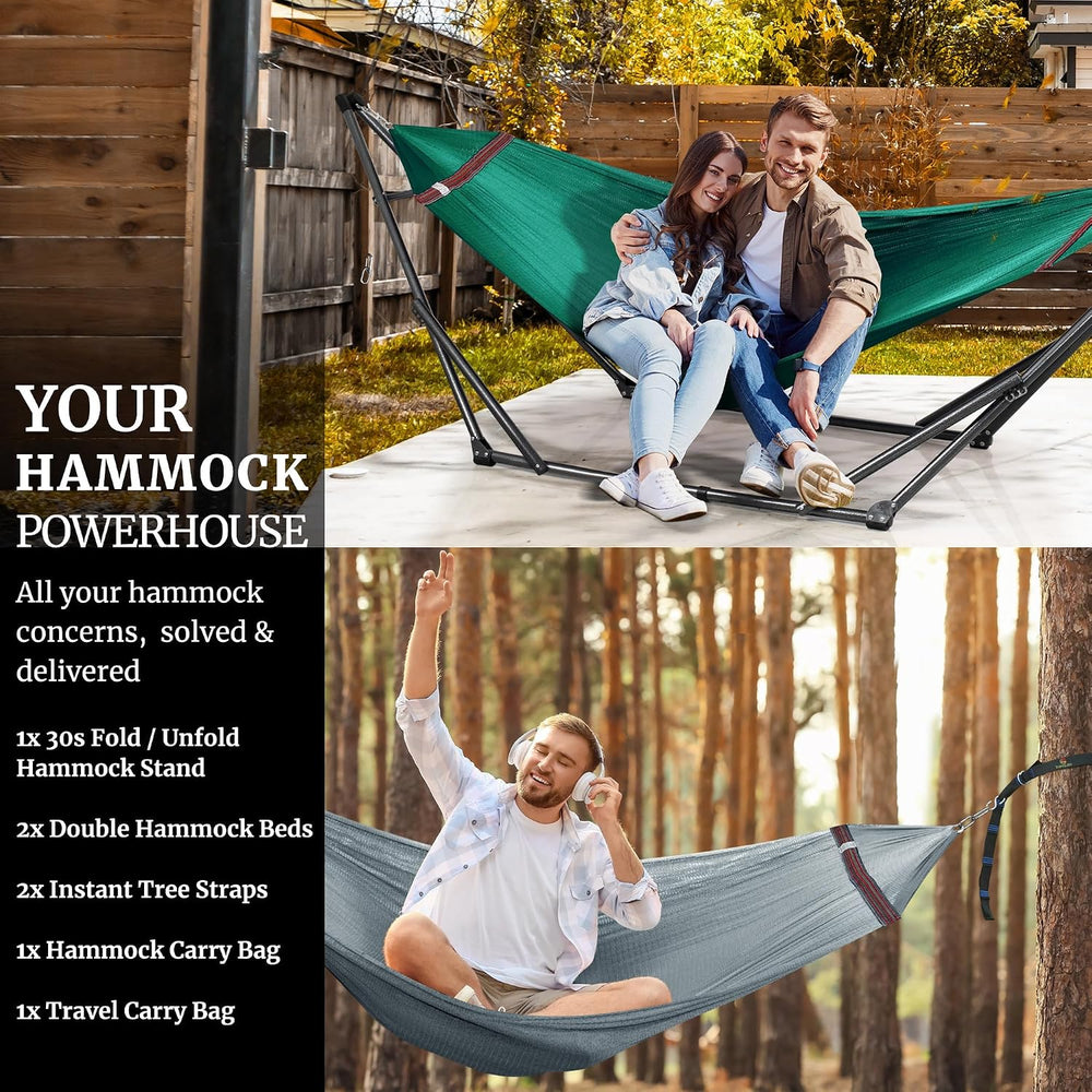 Tranquillo Combo - Adjustable Foldable Hammock with Stand, Peacock