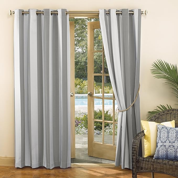Sun Zero Valencia 2-Pack Cabana Stripe Indoor/Outdoor UV Protectant Energy Ef...