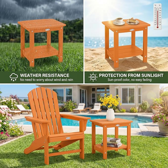 Y&M Outdoor Side Table, HIPS Adirondack Small Double Layer Table, Waterpr...
