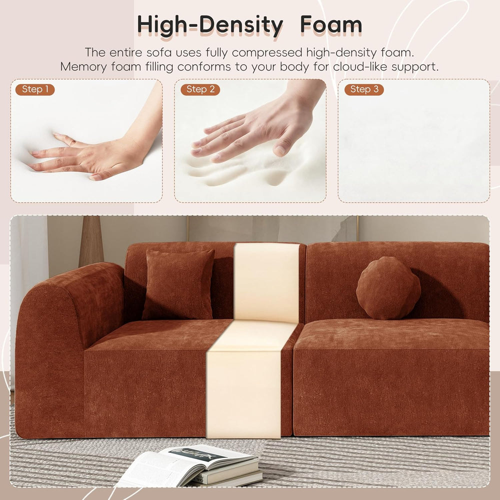 Merax 140" Curved Polyester Sectional Sofa Set, 7 Seat Modern Cloud Couc...