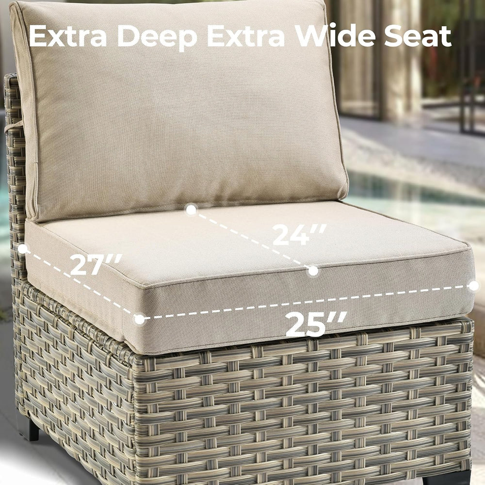 HOOOWOOO Outdoor Sectional Patio Furniture Set with Fire Pit Table,15 Pieces ...