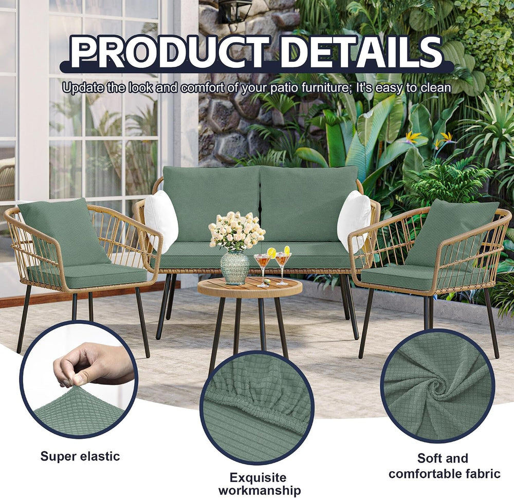 8Pcs Patio Cushion Covers, Outdoor Stretch Cushion Covers, Washable